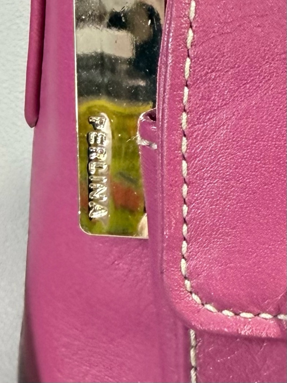Perlina Vintage Y2K Multi-Pocket Fushia Pink Leather Shoulder Bag NWT - Picture 8 of 16